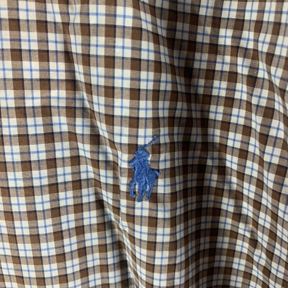 Ralph Lauren Men's Cream Plaid Cotton Stretch Button Down Shirt Size 2XB 8904 - Picture 2 of 8